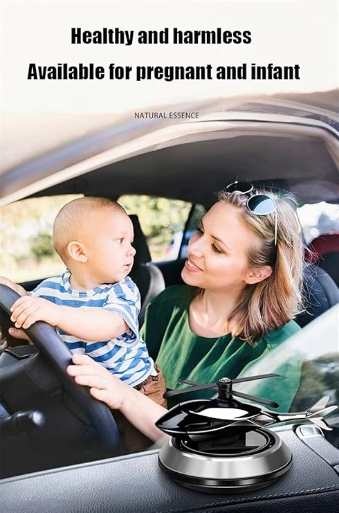 Solar Helicopter Air Freshener - Rotating Car Aroma Diffuser (Gold)