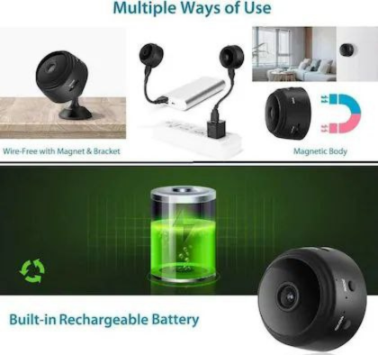 AB SmartEye Mini Wireless WiFi Security Camera | HD 1080p Indoor Video Recorder with Low Light Vision | Portable & Magnetic | Home, Office, and Baby Monitor