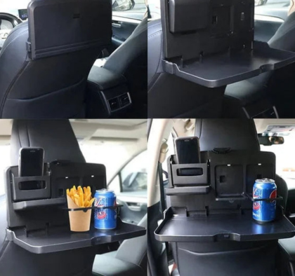 Car Backseat Food Travel Dining Meal & Snack Tray & Cup Holder for All Cars (Black) - 1 Piece