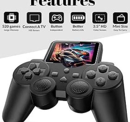 DXP S10 Handheld Game Console for Kids 520 Retro Video Games Classic Rechargeable Console with TV Support Kids Video Game Set Pocket Gamer Experience Includes Mario Game