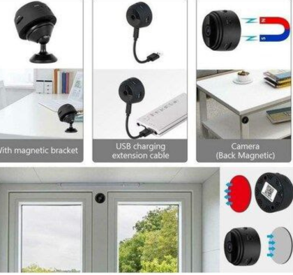 AB SmartEye Mini Wireless WiFi Security Camera | HD 1080p Indoor Video Recorder with Low Light Vision | Portable & Magnetic | Home, Office, and Baby Monitor